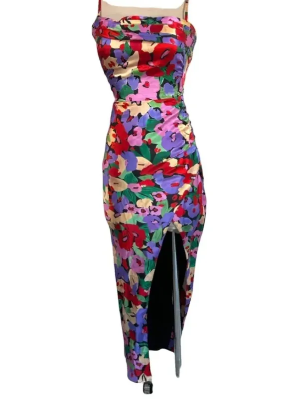 Nicholas Sorin Diamond Cutout Midi Dress Size 4 Red Green Purple NWT $500 - Image 7
