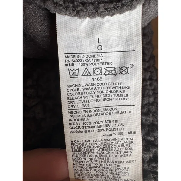 Old Navy Womens Sherpa Fleece Pullover‎ Mock Neck Drawstring Hem Charcoal Gray L - Image 5