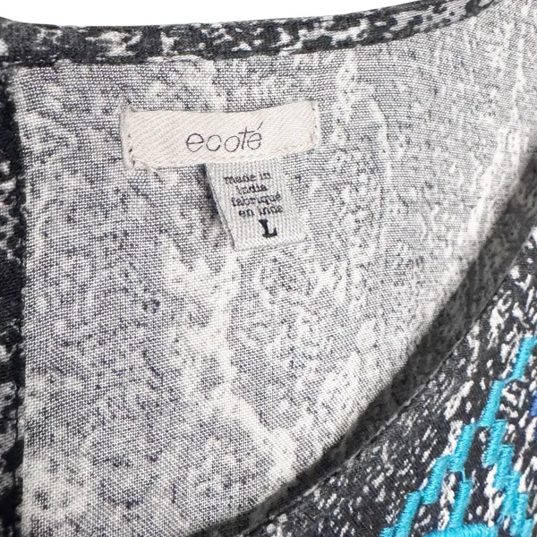Ecote Anthropologie Snakeskin Print Embroidered Detail Shift Dress Sz L - Image 3