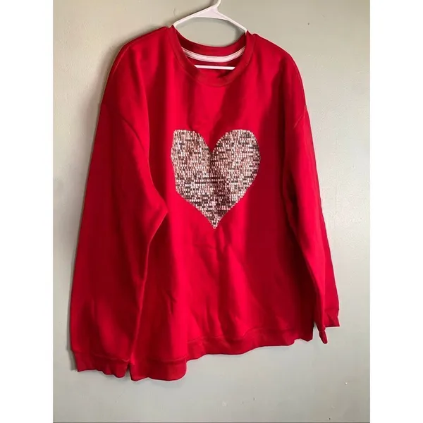 Boutique Heart Glitter Crew Neck Sweater Size 4XL NWOT - Image 2