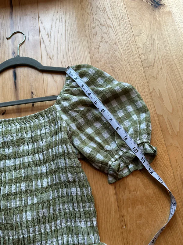 Green Gingham Top Size M - Image 4