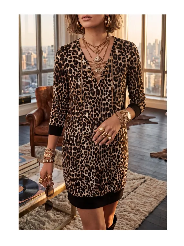 new MICHAEL Michael Kors ☀︎︎ Cheetah Print Velour Dress ☀︎︎ Gold Hardware ☀︎︎ S - Image 2