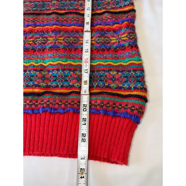 Vtg 80s 90s‎ Paul Harris Coogi Style Bright Geometric Pattern Knit Sweater Small - Image 5