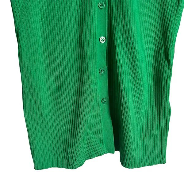 Lauren Ralph Lauren Green Collared Polo Ribbed Knit Cardigan Sweater Size M - Image 9