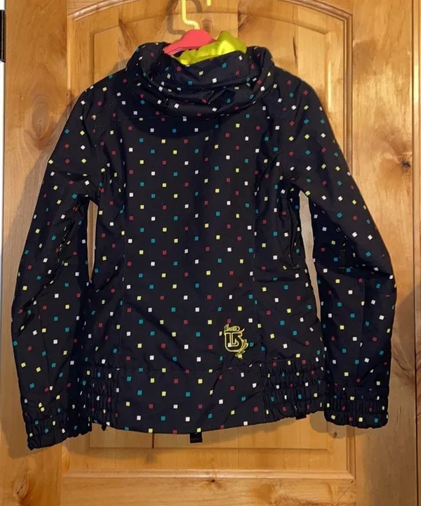 Burton Lush Black Multi Squares Snowboard Ski Jacket $249.95 EUC Wmn’s S - Image 2