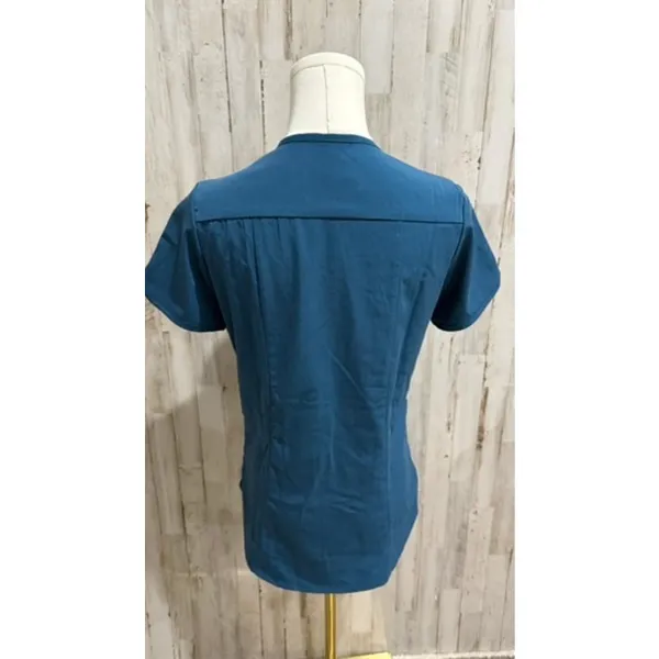 Adar Pro Scrub Top Womens XS Teal Caribbean‎ Blue V-Neck Short Sleeve - Image 6