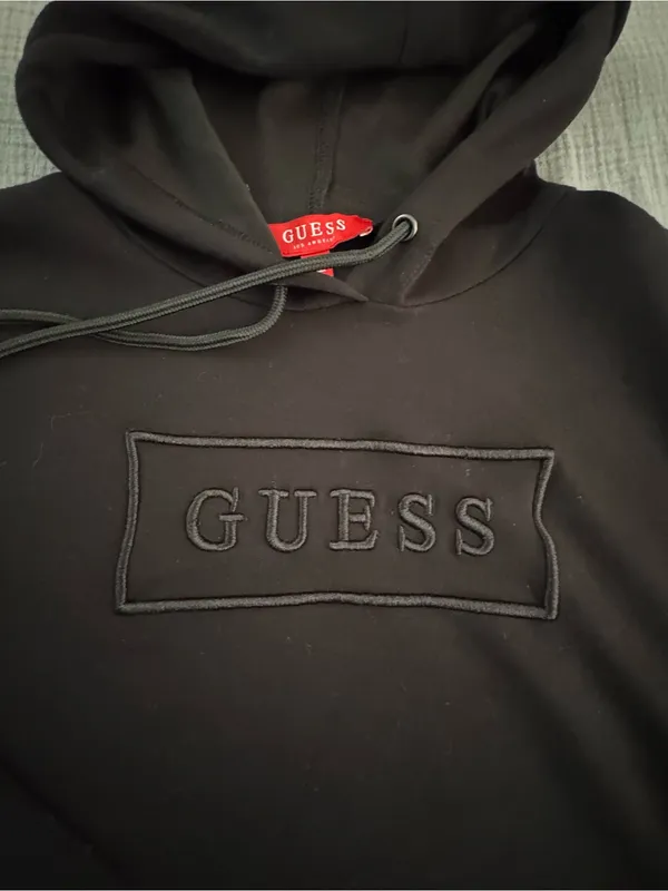 GUESS women Black Hooded Sweatshirt - Embroidered Logo - Image 2