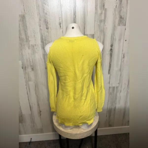 Cotton On Cold Shoulder High-Low Knit Sweater Womens XS/TP Bright Yellow - Image 4