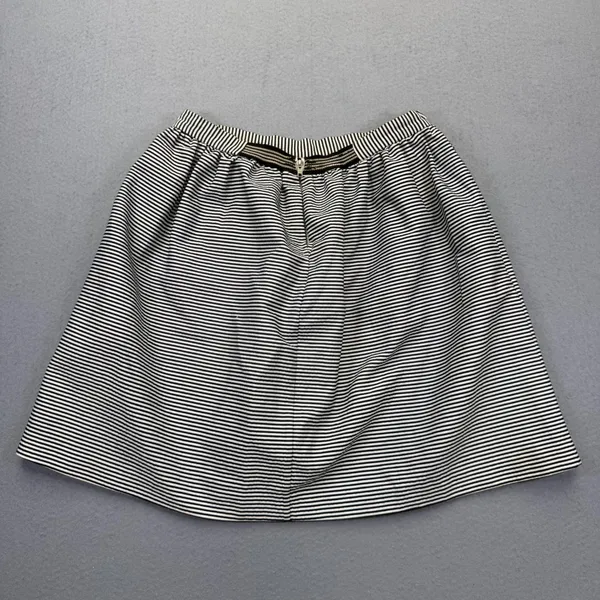 Alice + Olivia Black White Striped‎ A-Line Mini Skirt Size 6 Exposed Zipper - Image 8