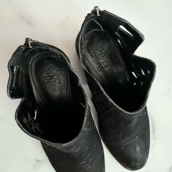 Vince Camuto Black Block Heel Cutout Ankle Booties - Image 6