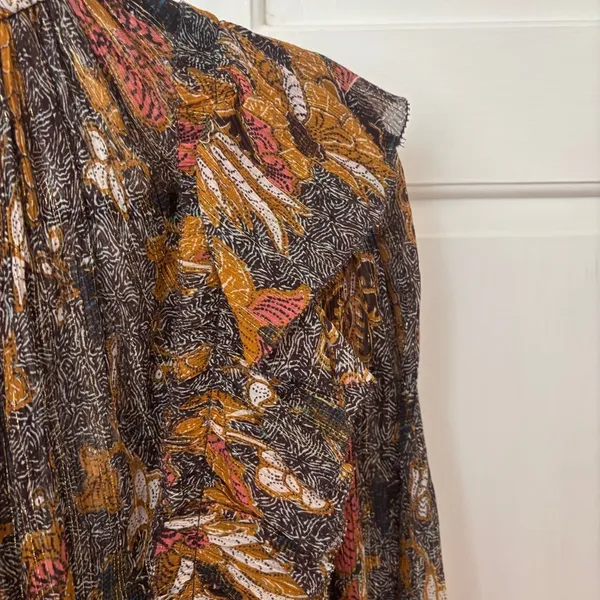 Ulla Johnson Vienne Bird of Paradise Mini Dress in Amber Size 2 Ruffle High Neck - Image 15