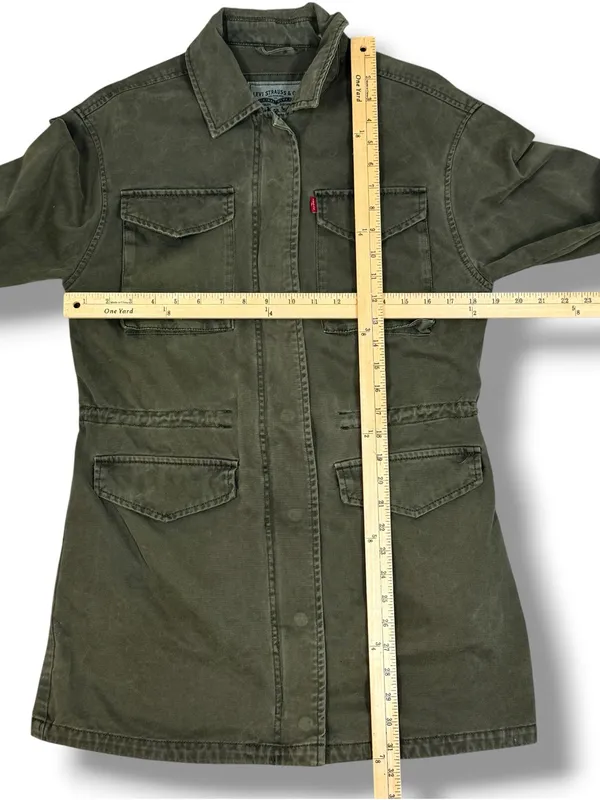 Levi’s Denim Military Utility Anorak Jacket Olive Green Small Full Zip Cotton - Image 12