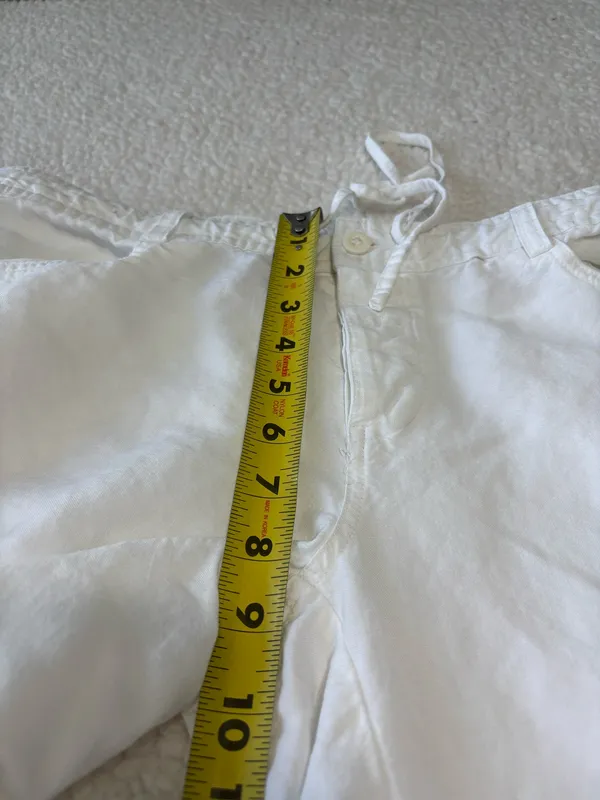 Streetwear Society White Linen Cargo Pants Wide Leg Y2K Drawstring size M - Image 4