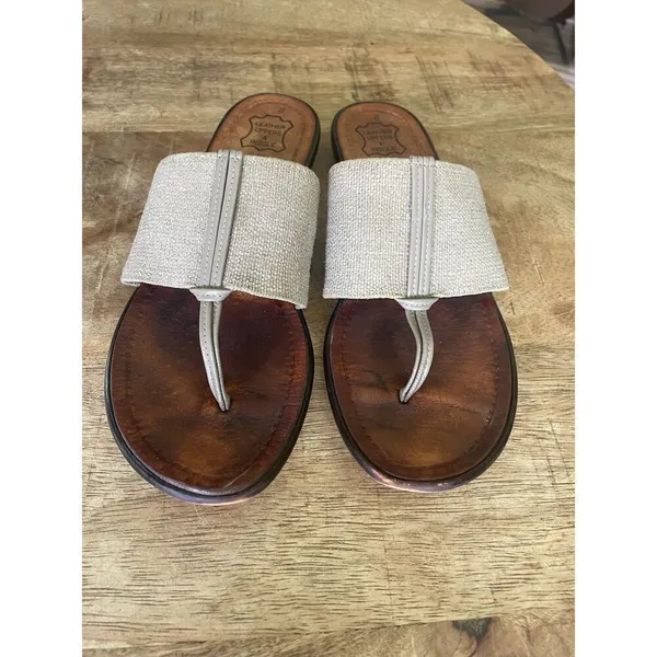 Callisto Of California Tan Canvas Leather Insole Sandals Women Size 8 Slip On - Image 2