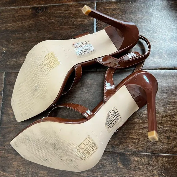 Chantria Brown Patent Square Toe Thong Slingback High Heels SIMMI London 6 - Image 5
