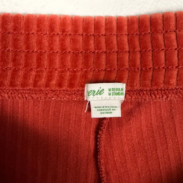 Aerie Groove On Velour Pants Flared Leggings Burnt Orange Cinnabar Size Medium - Image 8