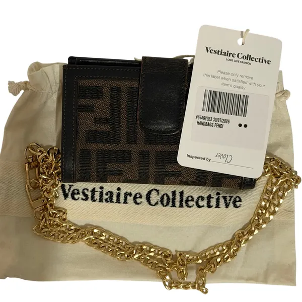 Fendi Zucca Kiss-Lock FF Monogram Brown Wallet|WOC Bag|COA - Image 2