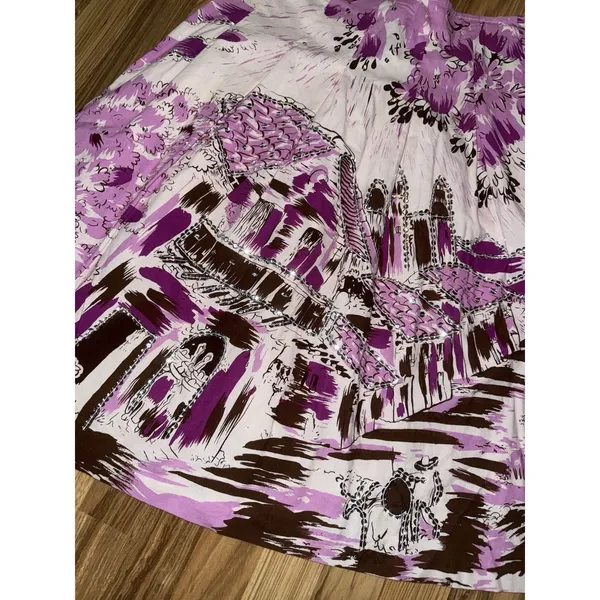 Bisou‎ Bisou Women's Sz 4 A Line Boho Cotton Skirt Sequins Pink White Purple - Image 3
