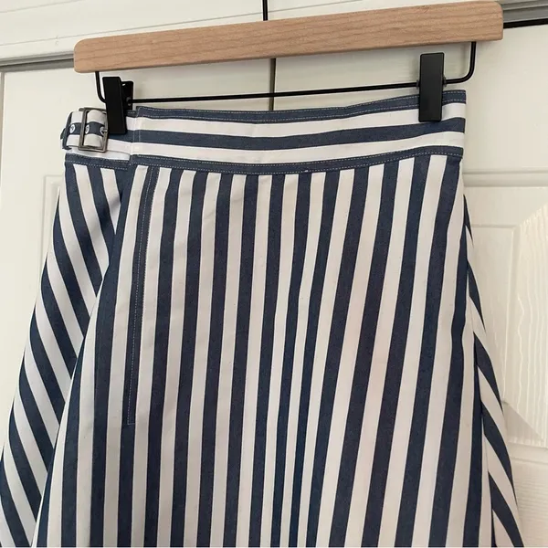 Maeve Anthropologie Pinstripe Midi Skirt Asymmetrical Belted Sz 4 - Image 10