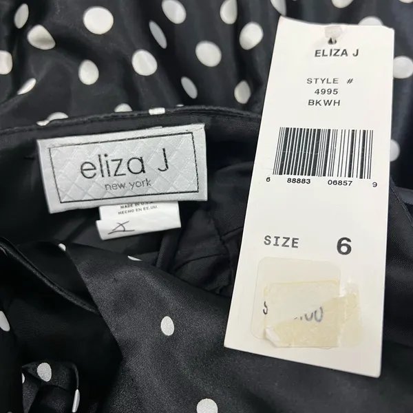 Eliza J Polka Dot Halter Dress - Size 6 NWT - Retro Fit & Flare Black White - Image 10