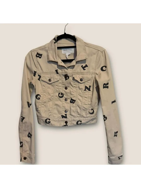 BCBGeneration Women's XS Beige Crop Jacket - Image 2