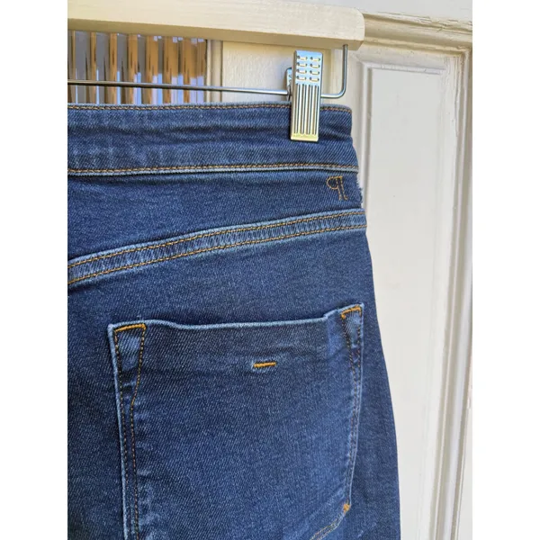 Pilcro and the Letterpress Anthropologie High Rise Straight Leg Raw Hem Jeans Dark Wash Blue Size 26 - Image 4