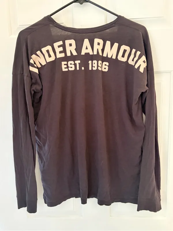 Under Armour Women's Deep V-Neck Long Sleeve Top in Brown with Light Logo - Image 4