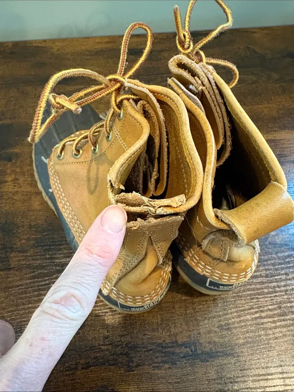 Vintage LL Bean Maine‎ Duck Rain Boots Tan Leather Brown Rubber Size 7 - Image 8