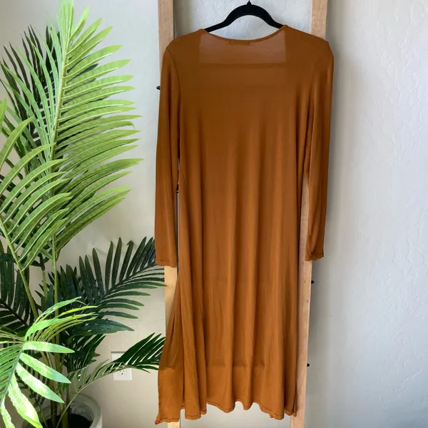 Heart Hips Long Open Draped Cardigan - Rust Brown - Image 5
