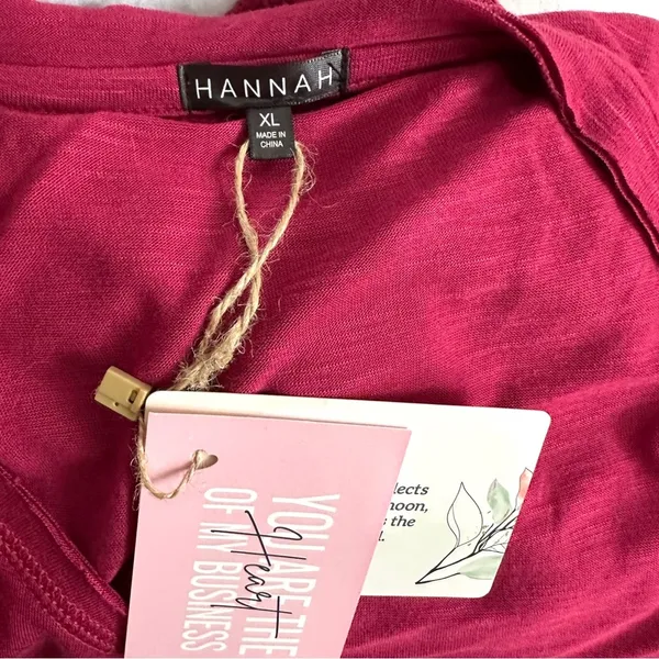 Hannah Top Women's XL Fuchsia Short Sleeve Lace Hi Low Swing Lightweight Rayon - Image 4