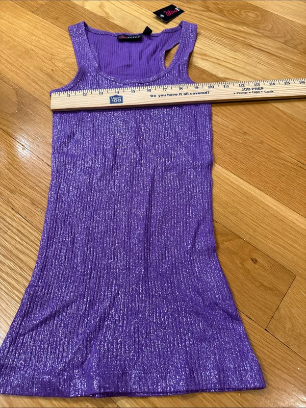 NWT Ultra flirt purple sparkly tank top size small. - Image 4