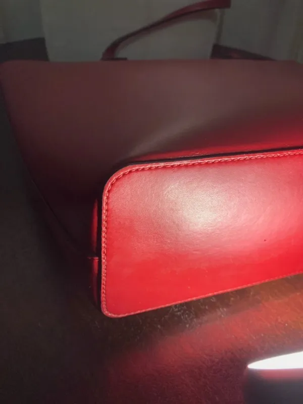 kate spade Red Smooth Leather Sawyer Street Tory Tote with Charm - Image 7