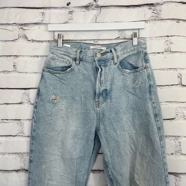 Vintage Y2K PacSun Dad Jeans High Rise Button Fly Light Wash Distressed Size 28 - Image 5