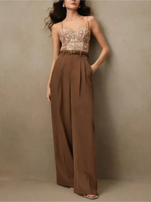 Rihoas Caramel Natural Waisted Straight Pants - Image 3