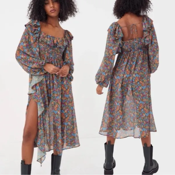 For Love &‎ Lemons Brittany Floral Print Long Sleeve Midi Dress S. $266 - Image 2