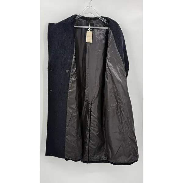 MANGO Double Breasted Pinstripe Long Wool Blend Coat Navy Dark Grey Women’s XXL - Image 7
