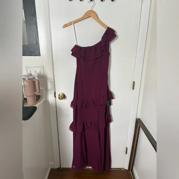 Lulus Brilliant Grace Plum Purple Ruffled One-Shoulder Maxi Dress Size XS Formal - Image 4