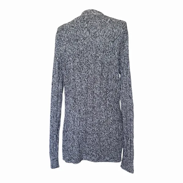 Be Fabulous Cable Knit Cardigan XS Gray Black Open Front Longline Pocket Sweater - Image 5