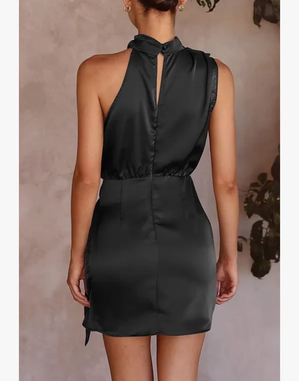 Amazon Black Satin high neck Dress - Image 3