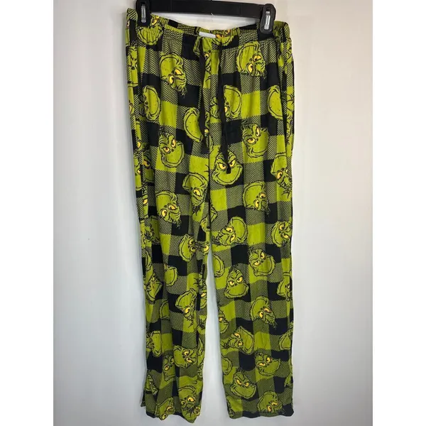 Dr. Seuss The Grinch Plaid Christmas 2‎ piece Pajama Set Women's Medium NWT - Image 9