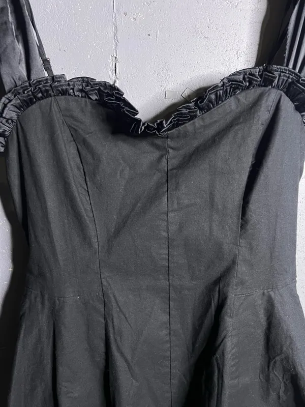 Free People Midnight Magic Stretch Cotton Minidress in Black. Size Large - Image 5