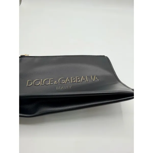 Dolce & Gabbana Beauty Pouch Clutch Logo Makeup Bag Women's Black Gold New - Image 8