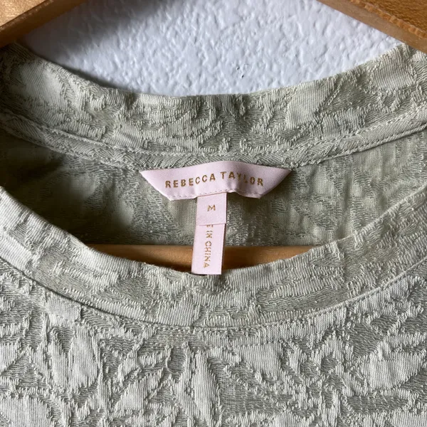 Rebecca Taylor Green Lace Short Sleeve Top - Image 3
