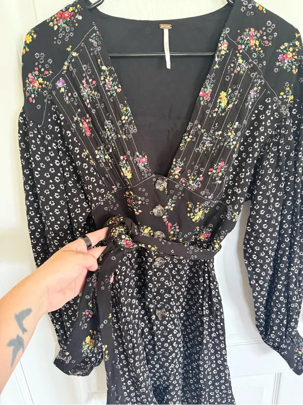 Free People Wonderland Black Floral Mini Dress - Image 5