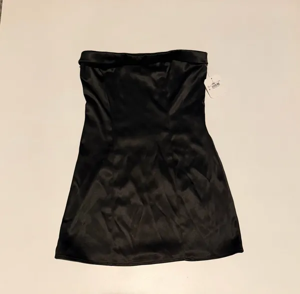 Altar'd State Strapless Black Silk Mini Dress - Image 2