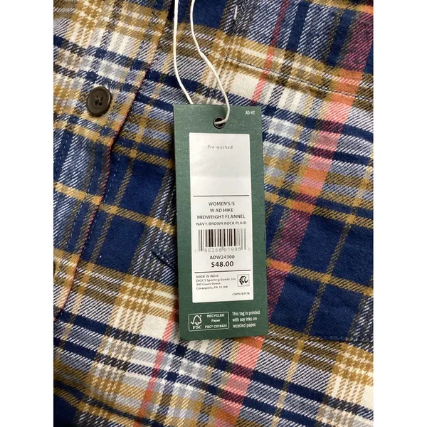 Alpine Design Womens AD Hike Midweight Flannel Navy Brown Rock Plaid ADW24300 S‎ - Image 4