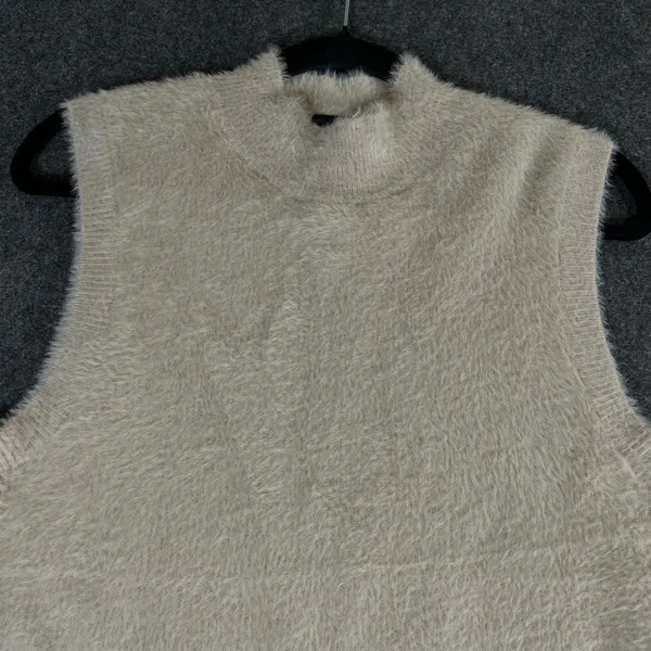 Bailey 44 Womens Eyelash Knit Mock Neck Sleeveless Sweater Vest Tan Beige Large - Image 7
