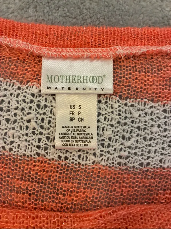 Maternity Lightweight Orange/Cream Striped Women's Knit Top by Motherhood Size S - Image 6