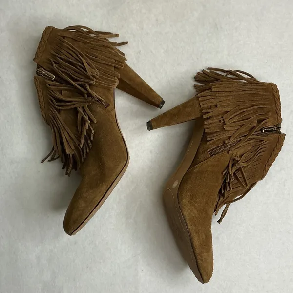 Vince Camuto Erichan Fringe Suede‎ Ankle Boots Brown Women 9M - Image 3
