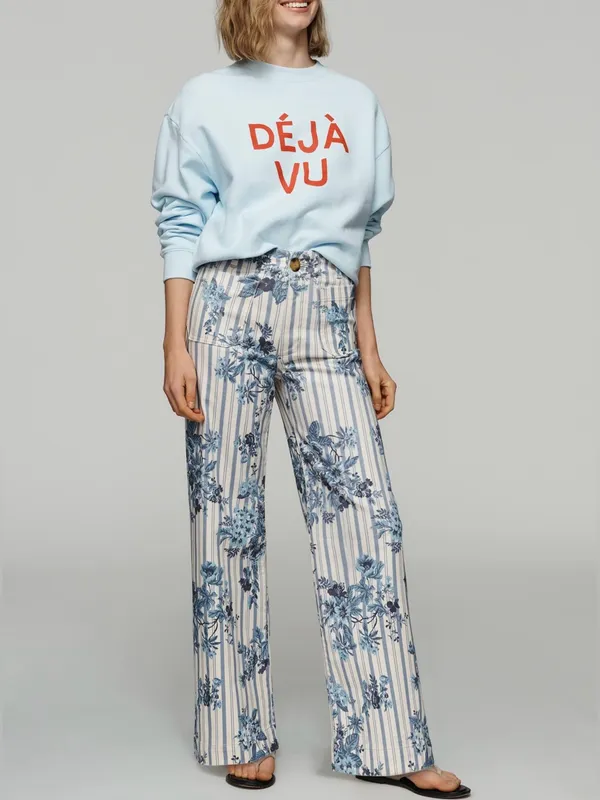 NWT Anthropologie Maeve The Colette High-Rise Wide-Leg Jeans- Floral Stripe - 25 - Image 13